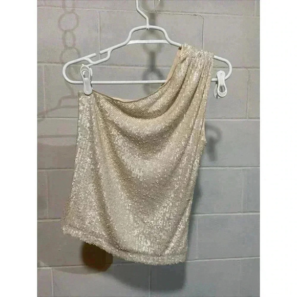 Generation Love Womens Tina Sequin Top SMALL in Shell One Shoulder Revolve Party - Picture 4 of 12